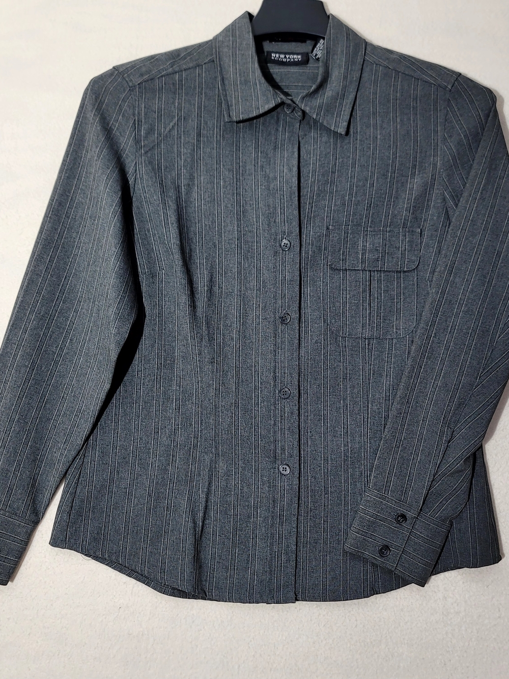 New York & Company Men's Gray Pinstripe Button-Up Shirt